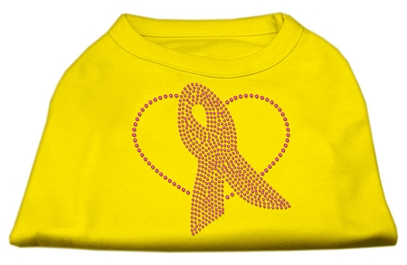 Pink Ribbon Rhinestone Shirts Yellow XL